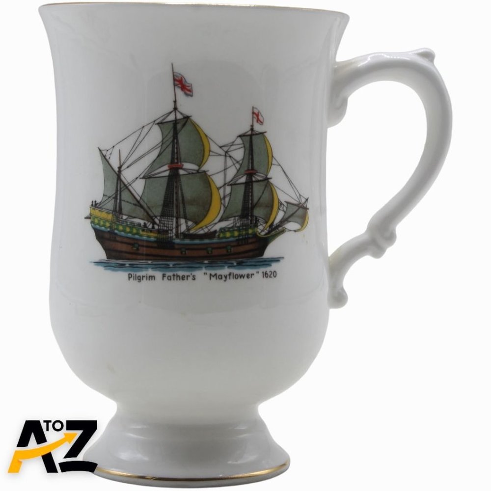 Crown Staffordshire England Fine Bone China 'Mayflower' Tea Coffee Cup Mug 4.75"